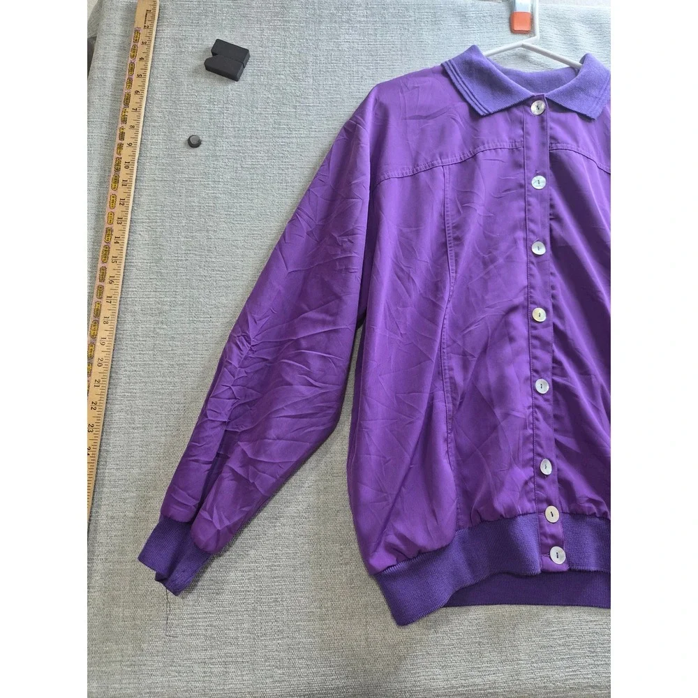 Vintage Teddi Jacket Womens Purple Lined Winter Casual Streetwear Button Front